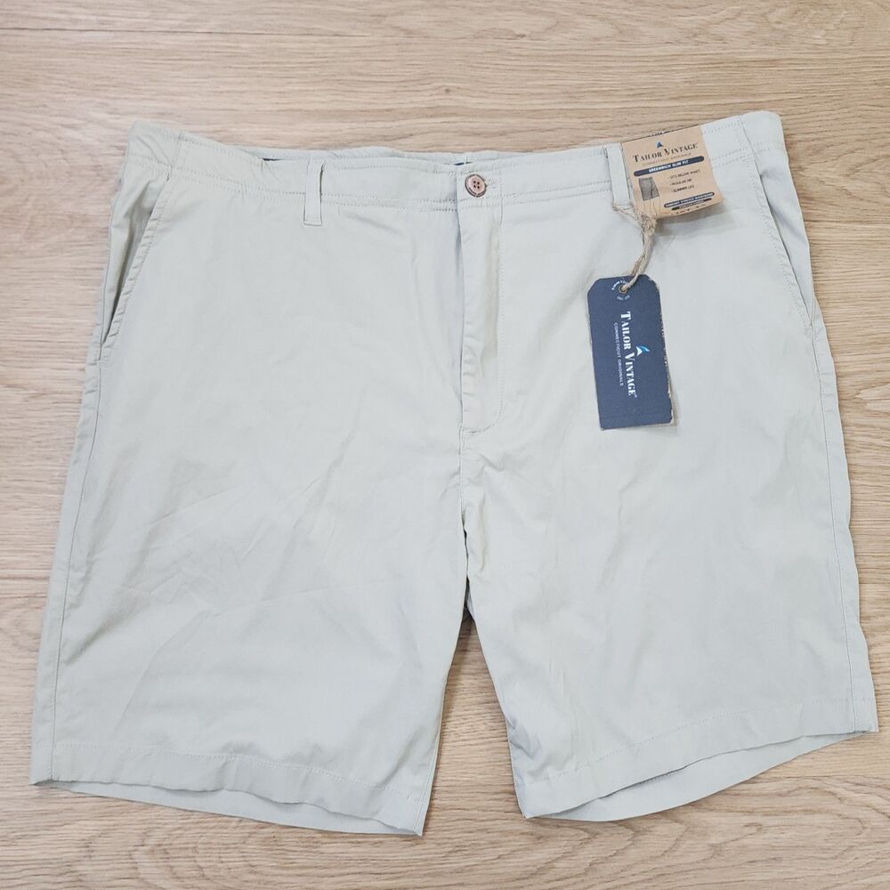 Tailor Vintage Luxe Performance Shorts Mens 42 Greenwich Khaki Performance NEW